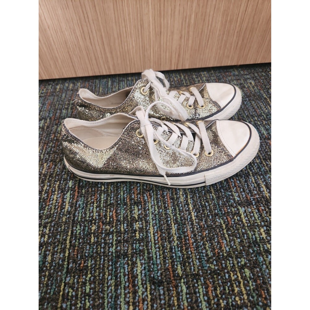 Converse Chuck Taylors All Star Gold Glitter Trainers Sneakers Women's Size 8